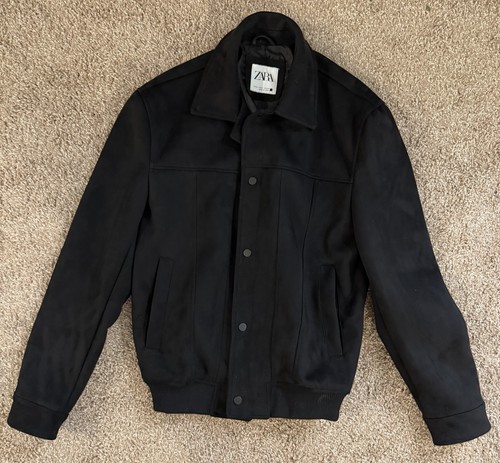 Zara black suede like bomber - zara,